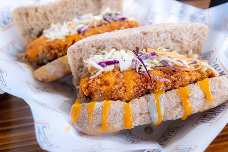 Nashville style dave hot chicken sandwich with pickles